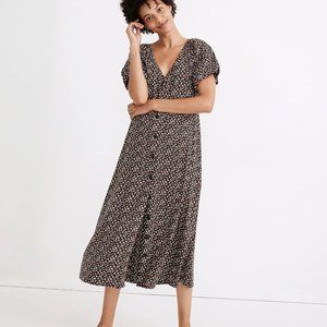 Madewell Bubble-Sleeve Button-Front Midi Dress in Adorable Ditsy